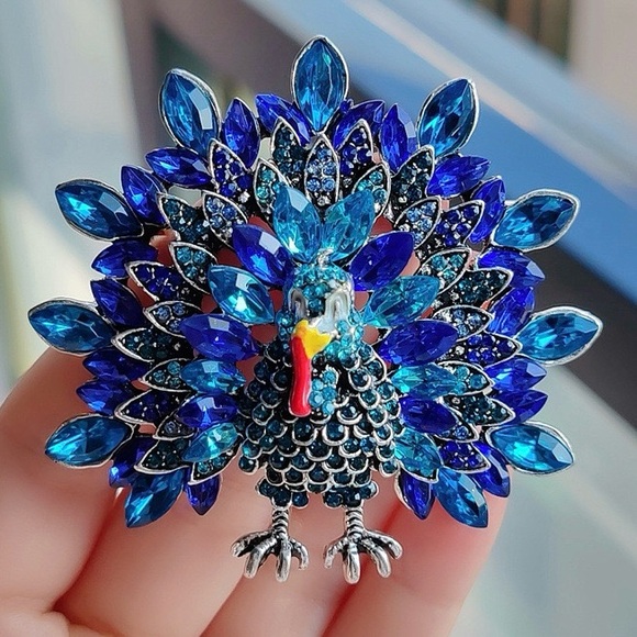 NWT Large Turkey Brooch Turkey Pin Rhinestone Turkey Brooch Pin - Picture 6 of 6